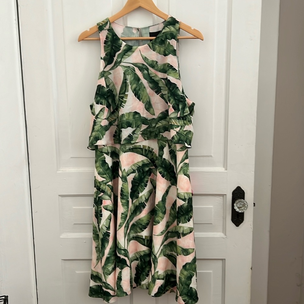 Fauna print pink green dress 18 women’s